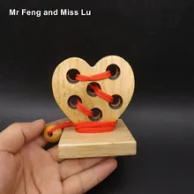 Форма сердца 3D деревянная веревка Головоломка для развития интеллекта струнные головоломки игра игрушка