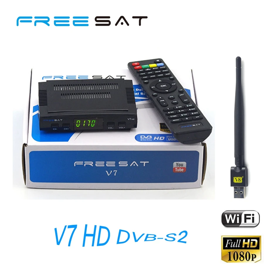 Best Sell FTA Freesat V7 HD DVB S2 Satellite TV Receiver With USB WiFi