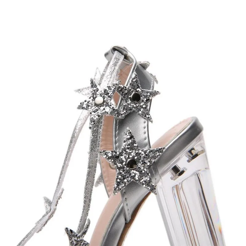 BAYUXSHUO 2019 New Fashion Banquet Lady Roman Style High Heel Sandals Star Sequins Bandage Crystal And Chunky Sandals BAYUXSHUO 2019 New Fashion Banquet Lady Roman Style High Heel Sandals Star Sequins Bandage Crystal And Chunky Sandals