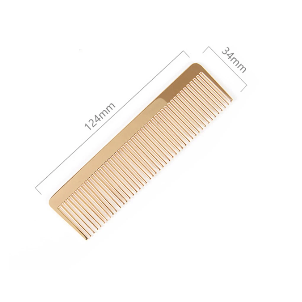 Metal Fine Toothed Alloy Comb Golden Men Women Hairdressing Pocket Hairbrush