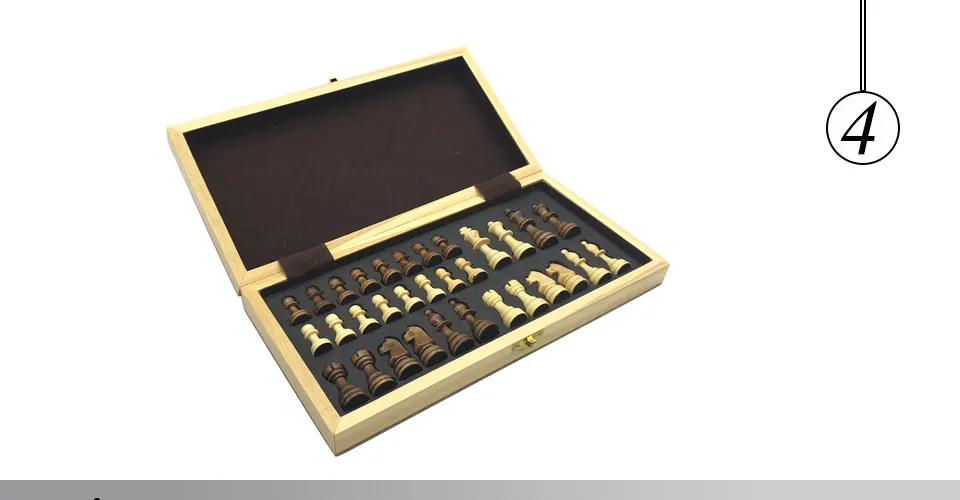 Easytoday Wooden Chess Games Set Magnetic Folding Chessboard Solid Wood Chess Pieces Entertainment Games Friend Gift (4)