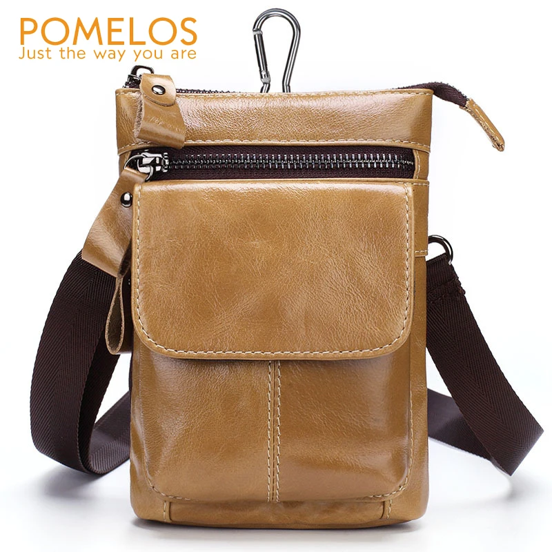 

POMELOS Waist Bag Men 2018 New Genuine Leather Pouch Bag For Men Phone Multi-functional Small Leather Belt Bag Fanny Pack Men