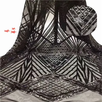 

New style French net lace fabric sequins Black Red African tulle mesh lace fabric high quality lace nigerian lace fabric