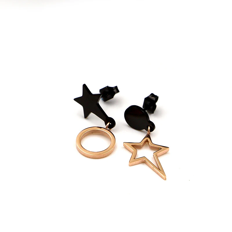 

stars with stars fashion earrings for woman punk fashion jewelry Rose Gold Color Silver Color stainless steel round Earrings