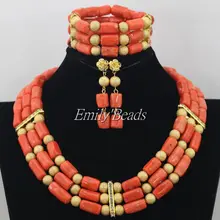 Африканский Свадебный ювелирный набор бусины натуральный коралл ожерелье Модные нигерийские нарядные бусы Набор CJ456