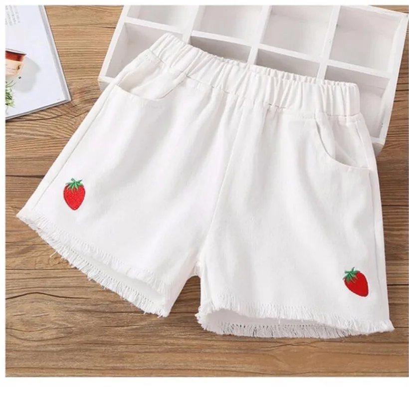 Новые летние детские короткие джинсы для девочек, модные короткие джинсы для принцессы, детские штаны, шорты для девочек, одежда для девочек с цветочным принтом