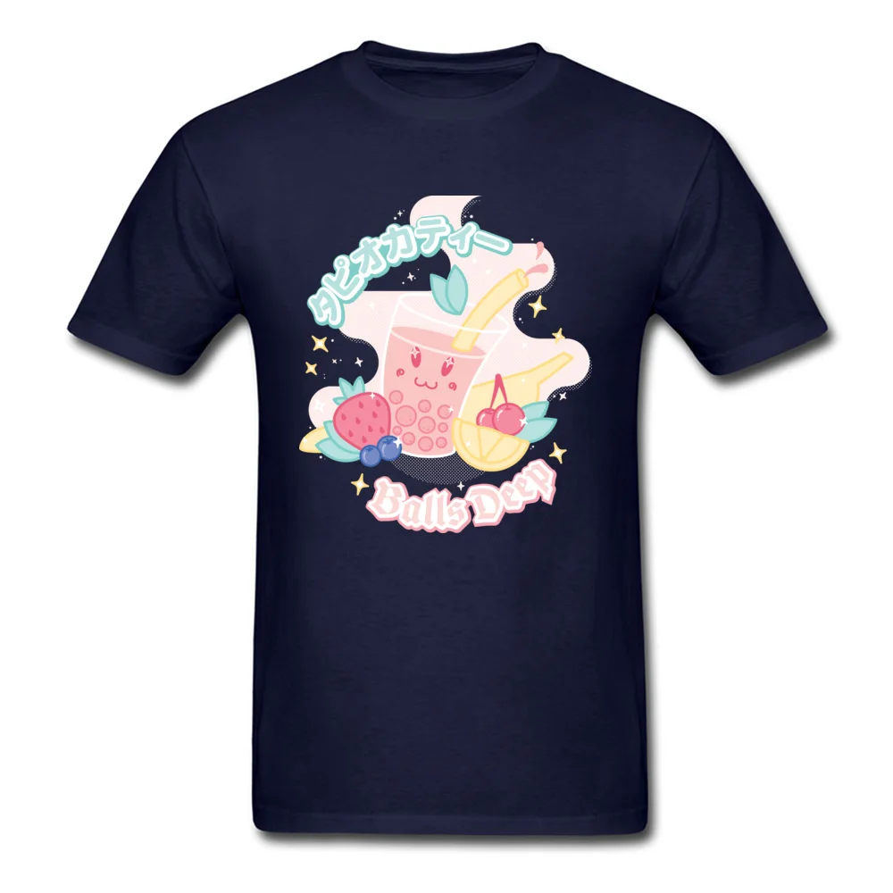 T Shirt Bubble Tea Summer/Autumn Funny Hip hop Short Sleeve 100% Cotton Crew Neck Mens T Shirt Hip hop Tops & Tees Bubble Tea navy