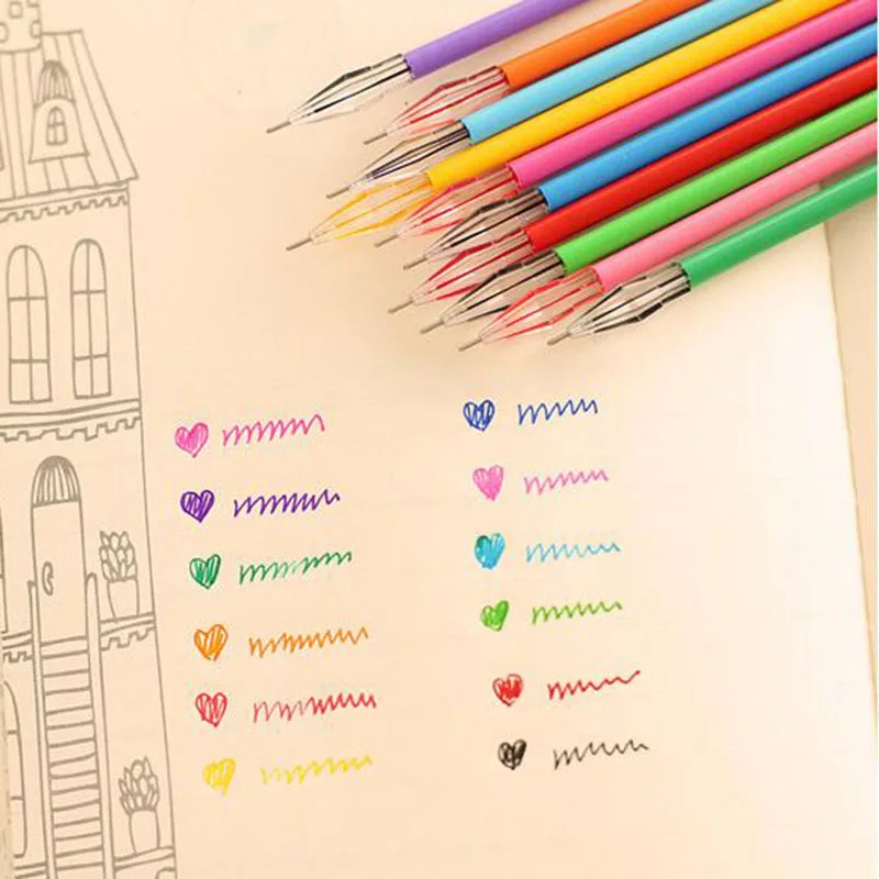 

100PCS Random Beautiful Stationery Diamond 12 Colors Gel Refill Office Stationery School Supplies Multicolor Korea Pens For Kids