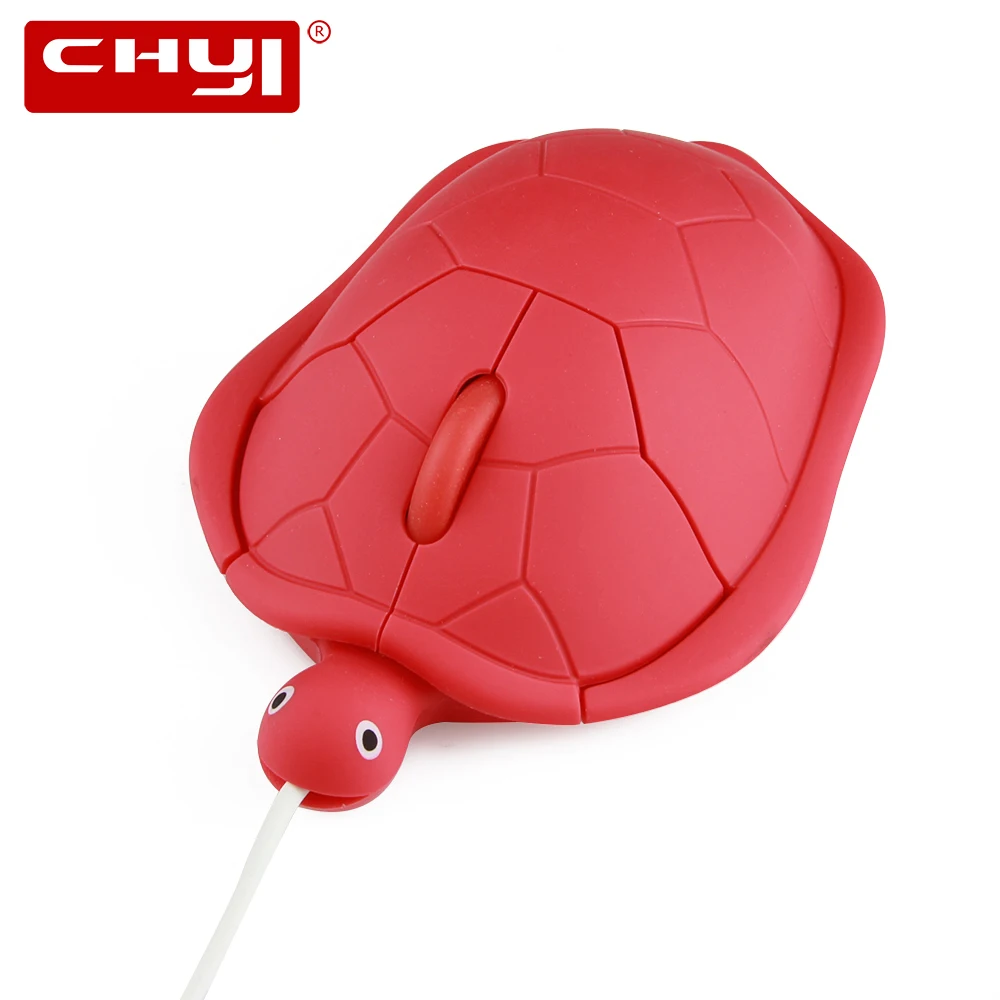 CHYI Wired Computer Mouse Cute Mini Red Green Turtle Model Mice 1200