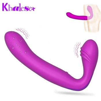 Khalesex Strapless Strapon Dildo Vibrator for Women 30 Speeds Silicone G Spot Clitoris Double Vibrating Adult Sex Toys for Woman 1