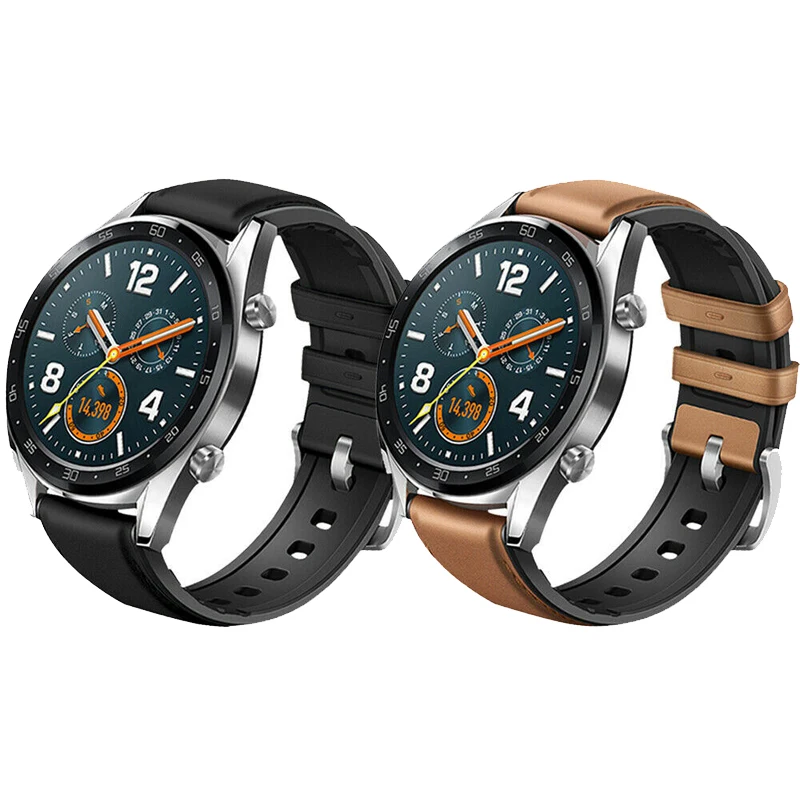 22 мм ремешок для samsung galaxy watch 46 S3 Frontier/Classic huawei gt 2 из натуральной кожи Аксессуары