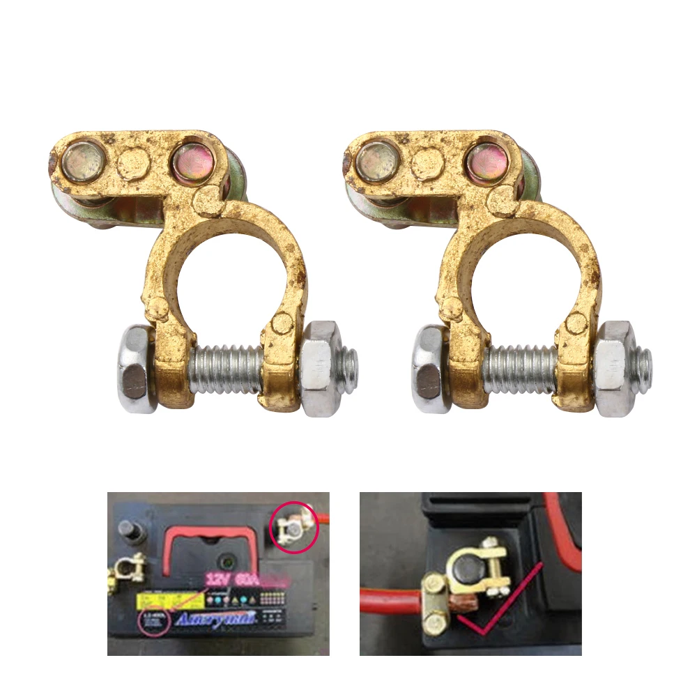 

2Pcs Auto Car Replacement Battery Terminal Motorcycle Clamp Clips Brass Connector Adjustable Conductive Caps