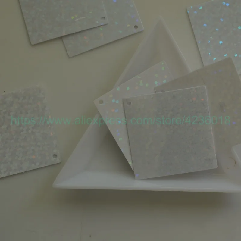 

25g 30mm 1 hole Laser White Flat Square Shape PVC loose Sequins For Crafts Paillettes Sewing Decoration Garment DIY Accessory