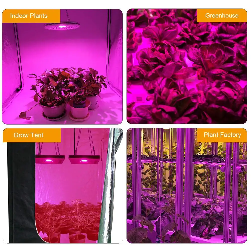 COB светодиодный светильник для выращивания растений, 50 Вт, полный спектр, лампа для выращивания растений НЛО, водонепроницаемая, IP67, для