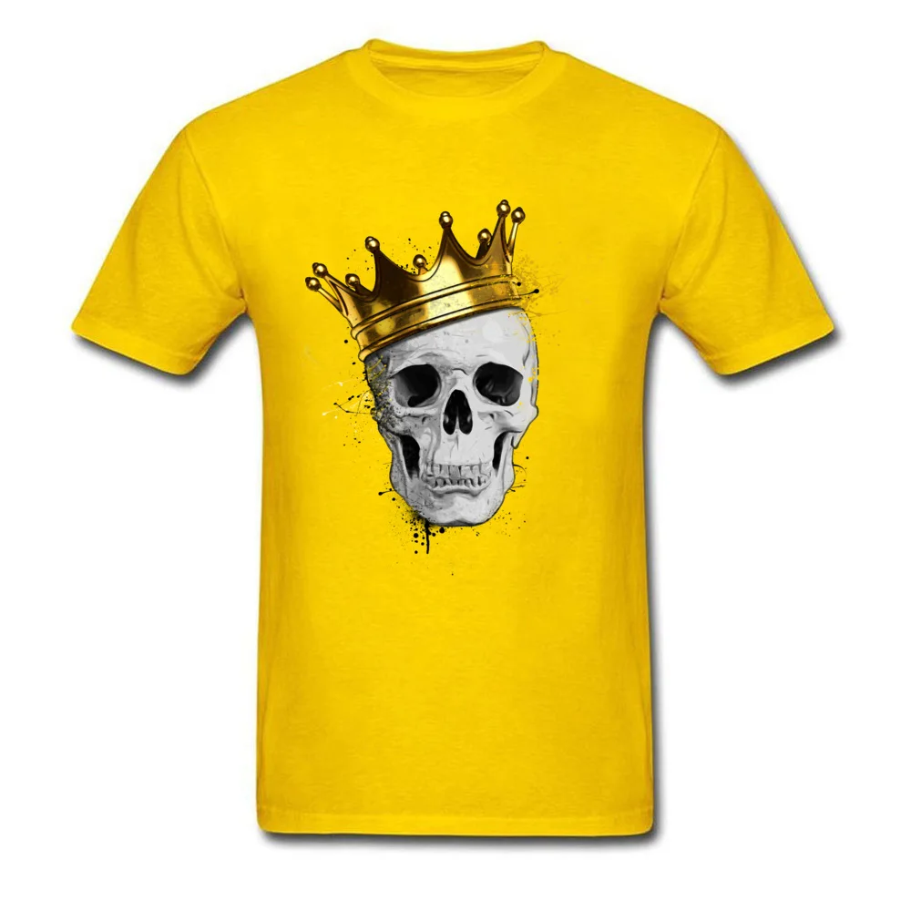 Men New Design Printed T Shirt O Neck Summer 100% Cotton T-shirts Casual Short Sleeve Royal Skull Tops & Tees Free Shipping Royal Skull yellow