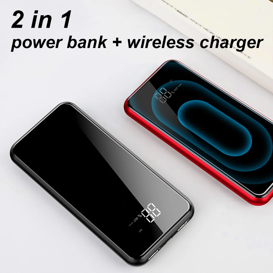 10000mAh Charging Power Bank Qi Wireless Portable Charger