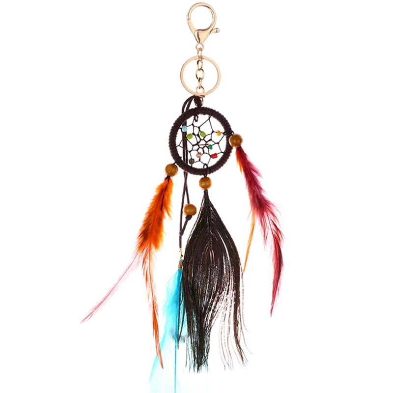 

Classic Handmade Keychain Dreamcatcher Feathers Pendant Key Ring Car Wall Decoration Keychain Dream Catcher Keychain