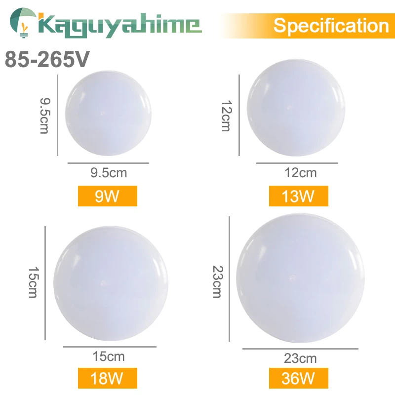 Kaguyahime круглый светодиодный Панель свет, 18 Вт, 24 Вт, 36 Вт светодиодный поверхности квадратный потолочный светильик 85-265 V современный потолочный светильник для украшения дома