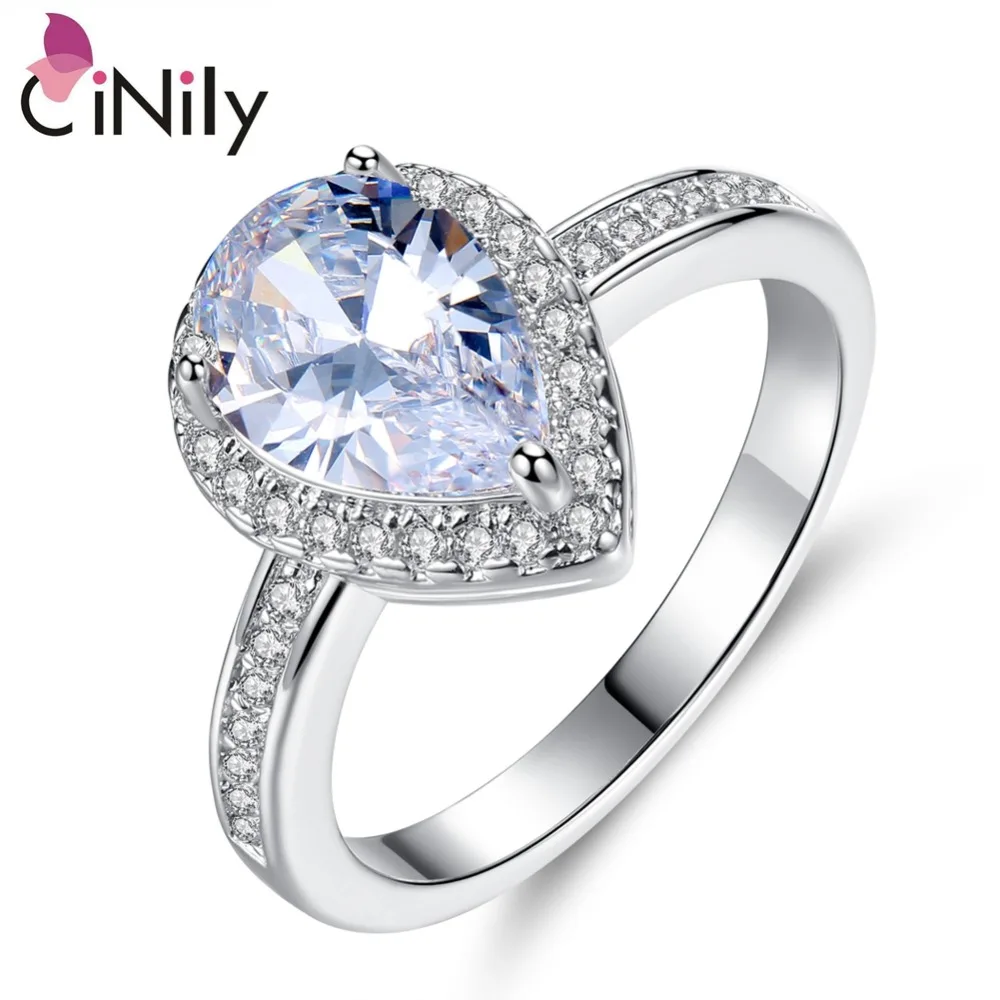 CiNily Created White Stone Cubic Zirconia Silver Plated
