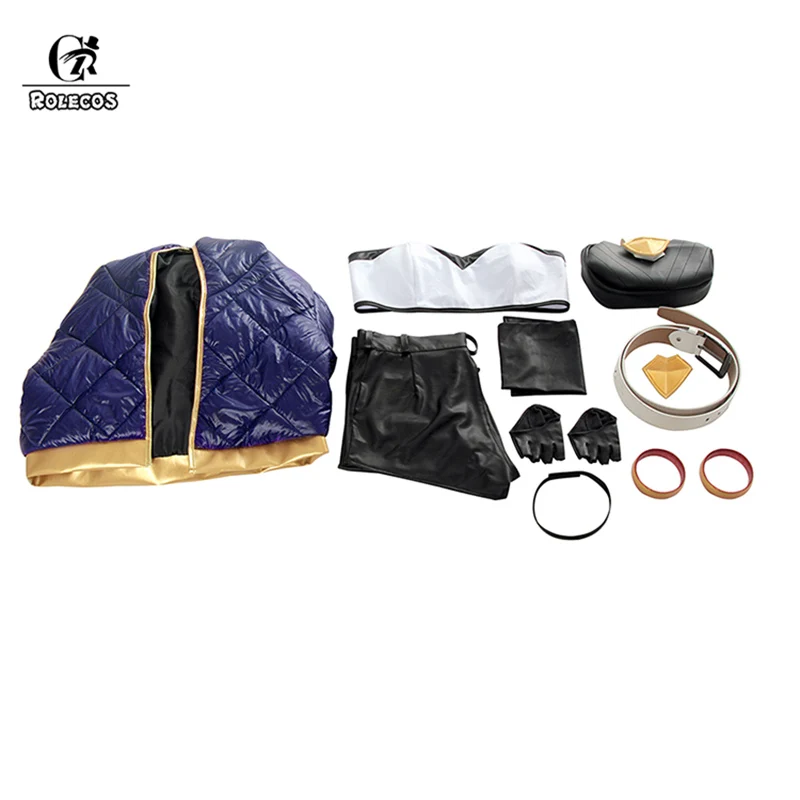ROLECOS KDA Akali Cosplay Costume LOL AKALI Cosplay Costume LOL K/DA Women Outfit Coat Pants Gloves Bag Halloween