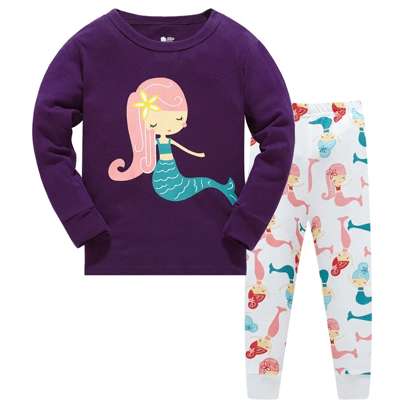 Conjunto de Roupas Meninas dos Desenhos Roupa de Dormir Crianças de Manga Comprida + Calça Roupas de Bebê Crianças Outono Pijamas Animados Conjunto 2 Peças 2020 18 2020 crianças outono pijamas conjunto de roupas