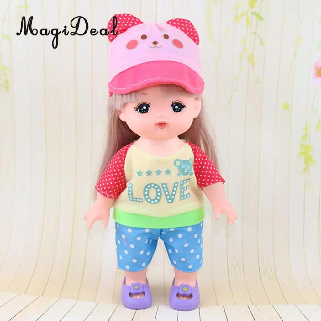 25cm Doll Colorful Jumpsuit and Hat Set For Mellchan Dolls Dress up Clothing Accessory