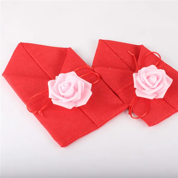 3 шт., Пользовательский логотип Сумочка с рисунком сумки из парусины мешок шнурок мешочек для ювелирных изделий конфеты упаковка свадебный подарок сумка - Цвет: red