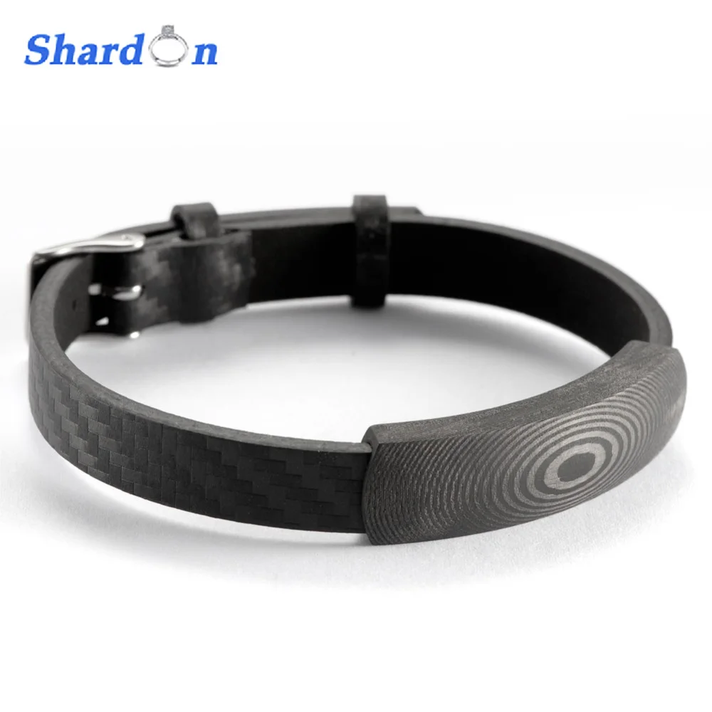 

SHARDON Solid Men's circuits of growthrings Pattern 100% Pure Men's Pure Carbon Fiber Leather Bracelet
