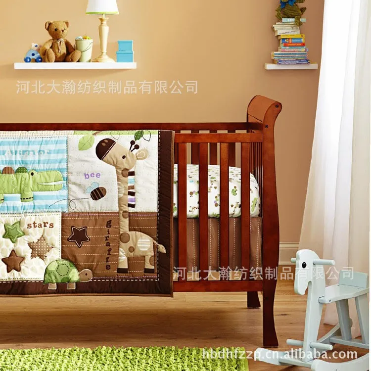PROD 32510141473 6pcs Embroidery artículos de bebe cot Baby bedding set
Bed Linen crib bedding set cotton (4bumpers+duvet+bed cover)