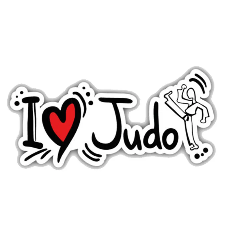 

12.7CM*5.8CM Cartoon I Love Judo Window Decoration PVC Car Sticker 11-00310