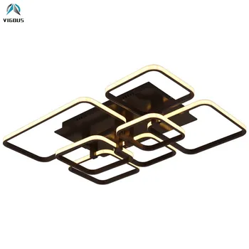 

Minimalism Rectangles Lustre Dimmable Led Ceiling Chandelier Living Room Luminaria Remote Control Led Chandelier Lighting lamp
