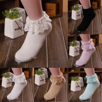 

THINKTHENDO Princess Girl Cute Sweet Women Ladies Vintage Lace Ruffle Frilly Ankle Socks 2018 New THINKTHENDO