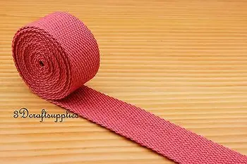 

5 yards 1.25 inch ( 32 mm ) heavy weight cotton webbing key fob strap PINK ZA70