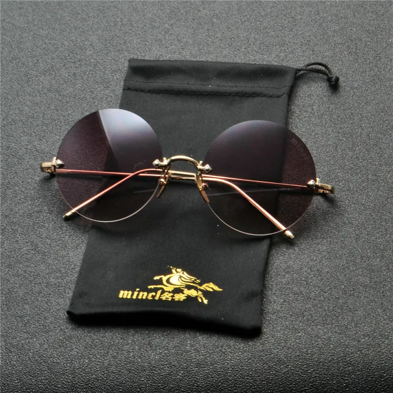 

2019 New Fashion round Sunglasses Women 2019 Men Brand Designer Red Black Clear Lens Metal Frames Frameless Sunglasses FML