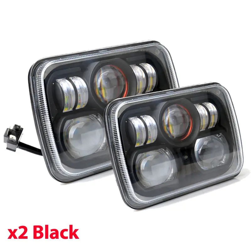 Square Pair 7x6 LED Headlights H4 High Low beam Driving  Lights for Jeep Wrangler XJ Cherokee Comanche Truck Offroad