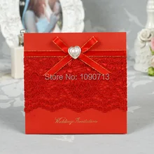 40 x Творческий бисера лук красный Кружево свадебные приглашения персонализированные и индивидуальные печать свадебные Приглашения карты