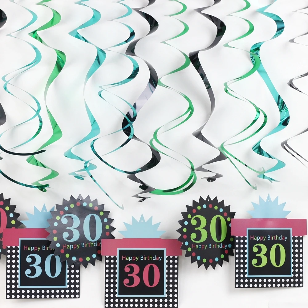 Confetti Fun Foil Swirl Ceiling Birthday Party Celebration Decorations Pack 12