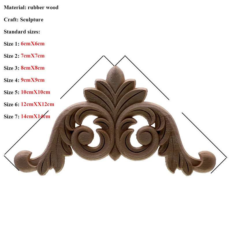 Wooden Applique Unpainted Wood Carved Corner Onlay Frame Home Furniture Wall Cabinet Door Decor Crafts 4Pcs/lot