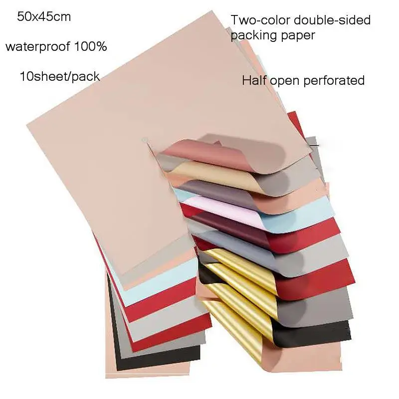 

50x45cm Half Open Double Color Waterproof Wrapping Paper Craft Perforated Bouquet Gift Wrap Material Wedding Decor