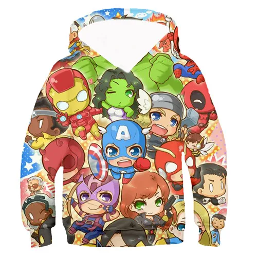 Детская толстовка с капюшоном для костюмированной вечеринки «Капитан Америка», «Мстители Марвел», «Железный человек», толстовки с 3D-принтом, толстовка с супергероем для маленьких мальчиков, детский пуловер с аниме - Цвет: kids hoodie