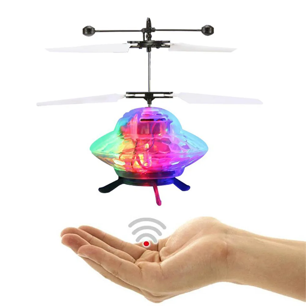 

RC Toy 2019 Mini Flying UFO Ball RC Drone Helicopter Sense Light Built-in Plastic Suspension Shinning LED Toys For Kids