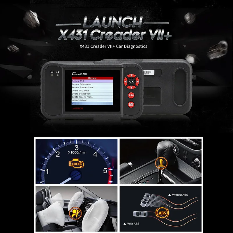 LAUNCH X431 Creader VII+ OBD2 автомобильный сканер для чтения кодов, автоматический диагностический инструмент для передачи двигателя, ABS Airbag Creader VII Plus