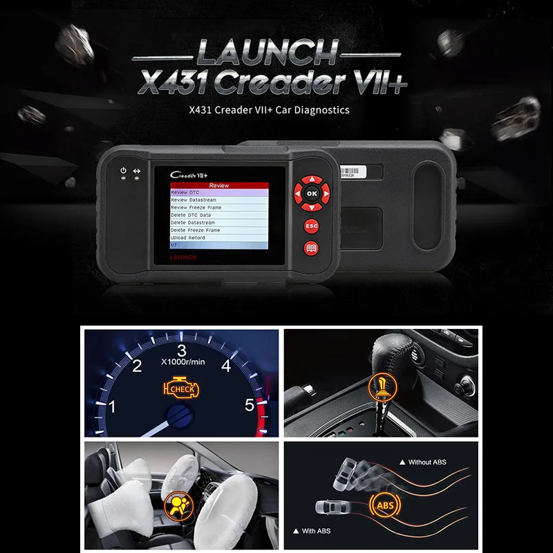 LAUNCH X431 Creader VII+ OBD2 Car Code Reader Scanner Auto Diagnostic Tool for Engine Transmission ABS Airbag Creader VII Plus