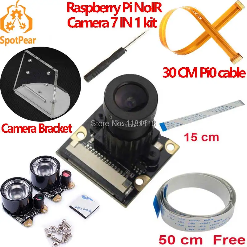 Módulo de cámara Raspberry Pi, Enfoque Ajustable, infrarrojo, noche NoIR, zero w 3B 4B