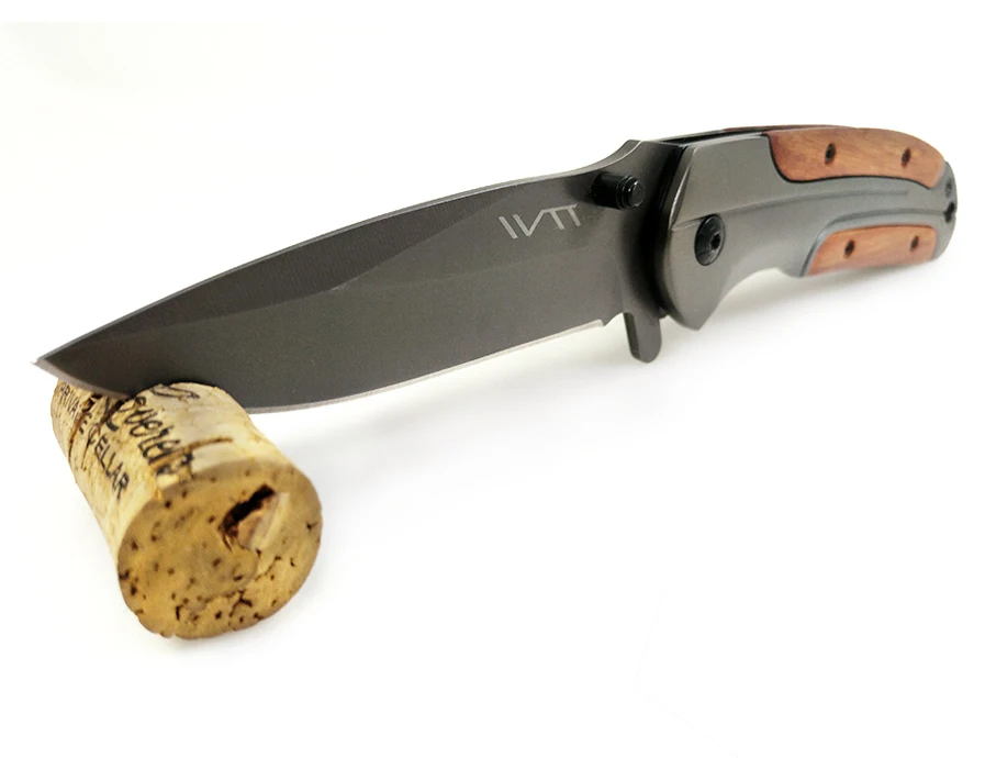 WTT DA43 Hunting Tactical Folding Knife Camping Survival Pocket Knives Titanium Wood Handle Combat Utility Multi EDC Tools