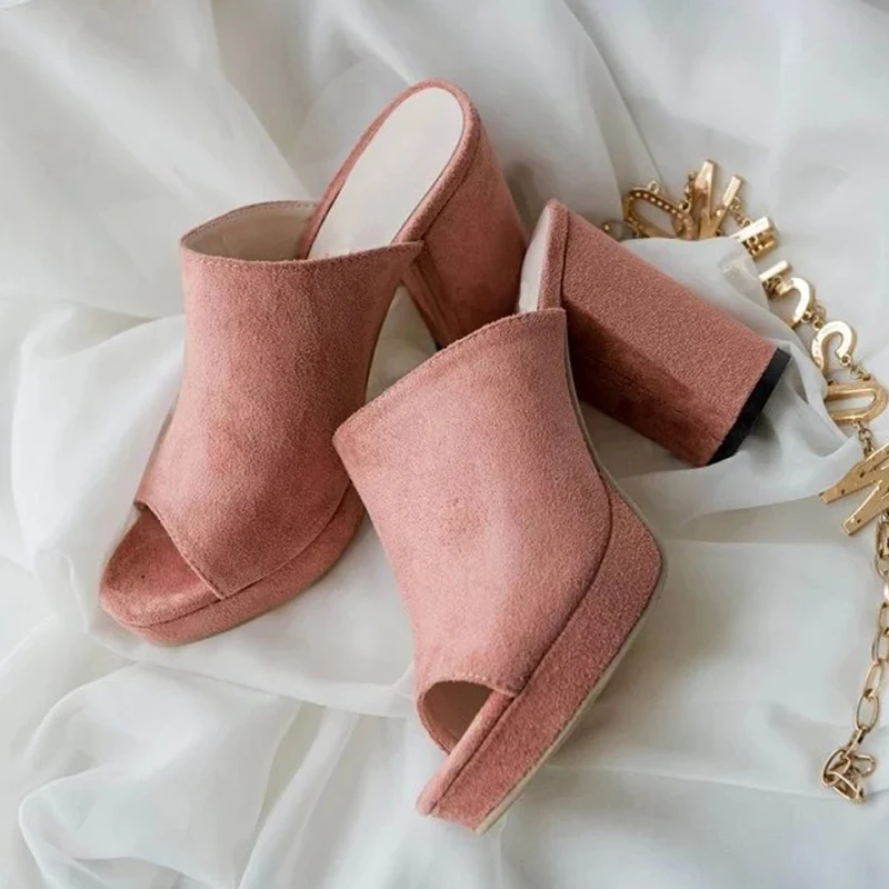 

Boussac Peep Toe Women Mules Suede Leather Platform Sandals Women High Heel Women Sandals Summer Shoes Women SWC0030
