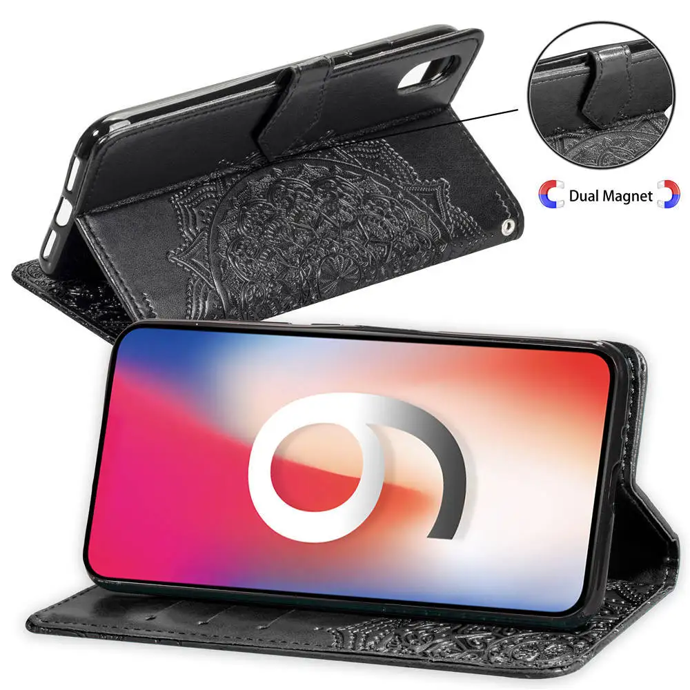 Новый чехол книжка Manada из искусственной кожи с тиснением и подставкой для Meizu Note 6