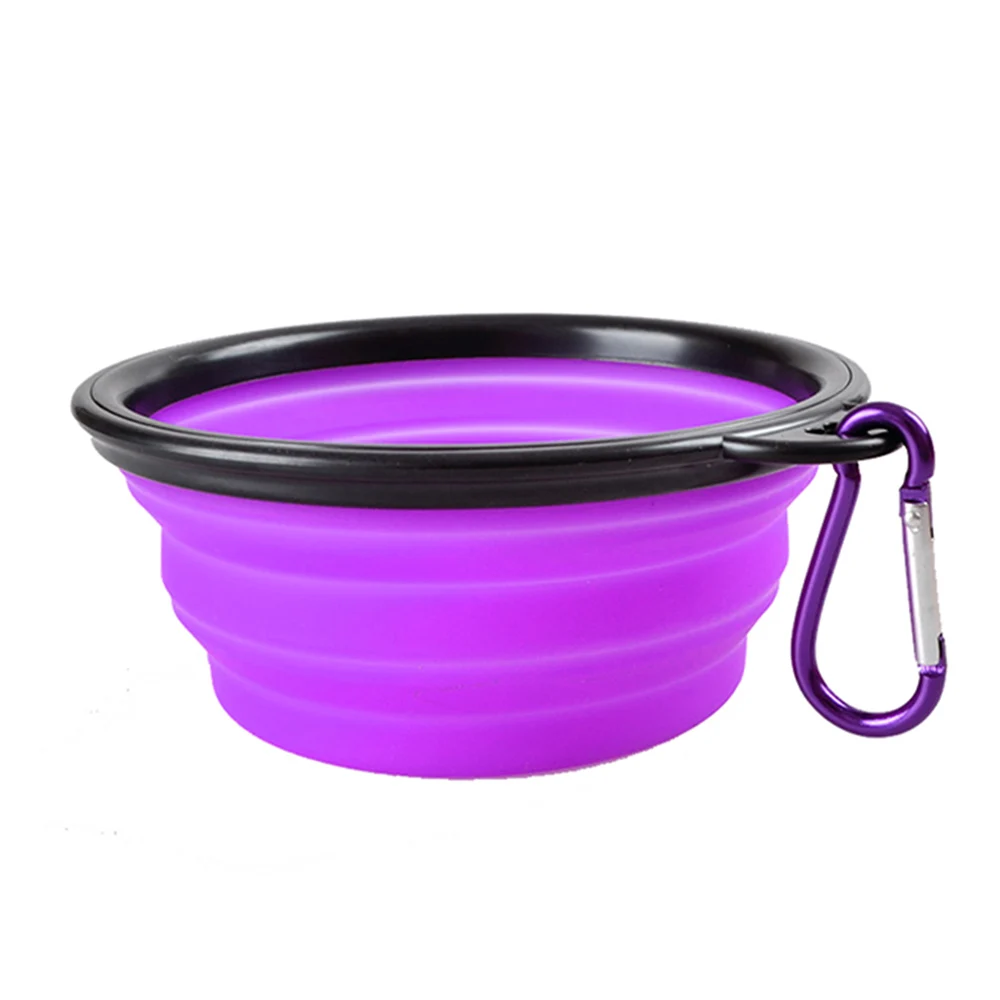 Портативная Складная миска для собак и кошек для путешествий, подача воды, блюдо для еды кормушка для щенка, товары для домашних животных на открытом воздухе - Цвет: Фиолетовый