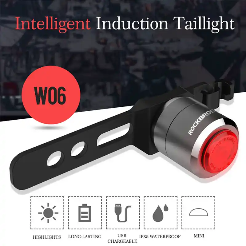 ROCKBROS Bike Tail Light Bicycle Rear Light Warning Light USB Rechargeable Black