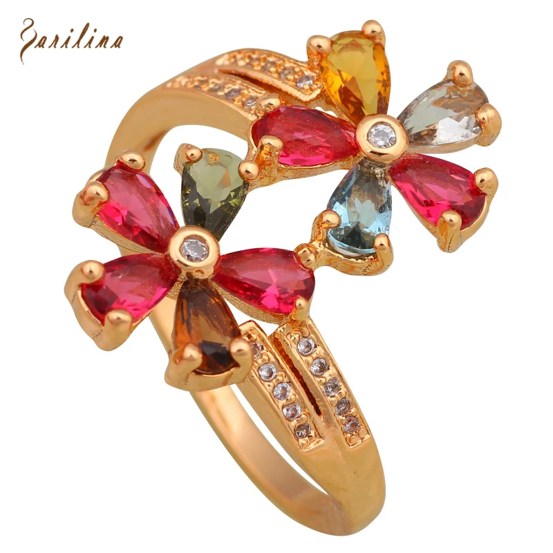 Женское кольцо с драгоценным камнем желтое золото размеры 6 7 8 9 R580|ring size|fashion rings for